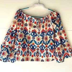 Women Floral Blouse Top Shirt Hobo, Sz S